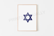 Load image into Gallery viewer, תמונה לקיר של מגן דוד בצבע כחול, פרינט להדפסה