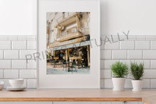 Load image into Gallery viewer, Tel Aviv print, falafel place poster, printable wall art, Tel Aviv Israel street, digital wall prints, street cafes photography, urban decor