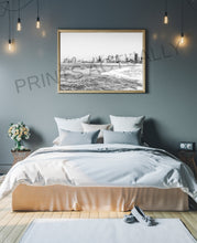Cargar imagen en el visor de la galería, Impresión del horizonte de Tel Aviv, arte de pared imprimible en blanco y negro, paisaje de Israel