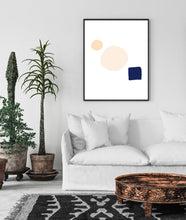 Load image into Gallery viewer, Abstract Print, Neutral Tone Poster, Circles, blush and blue Geometric Print - prints-actually