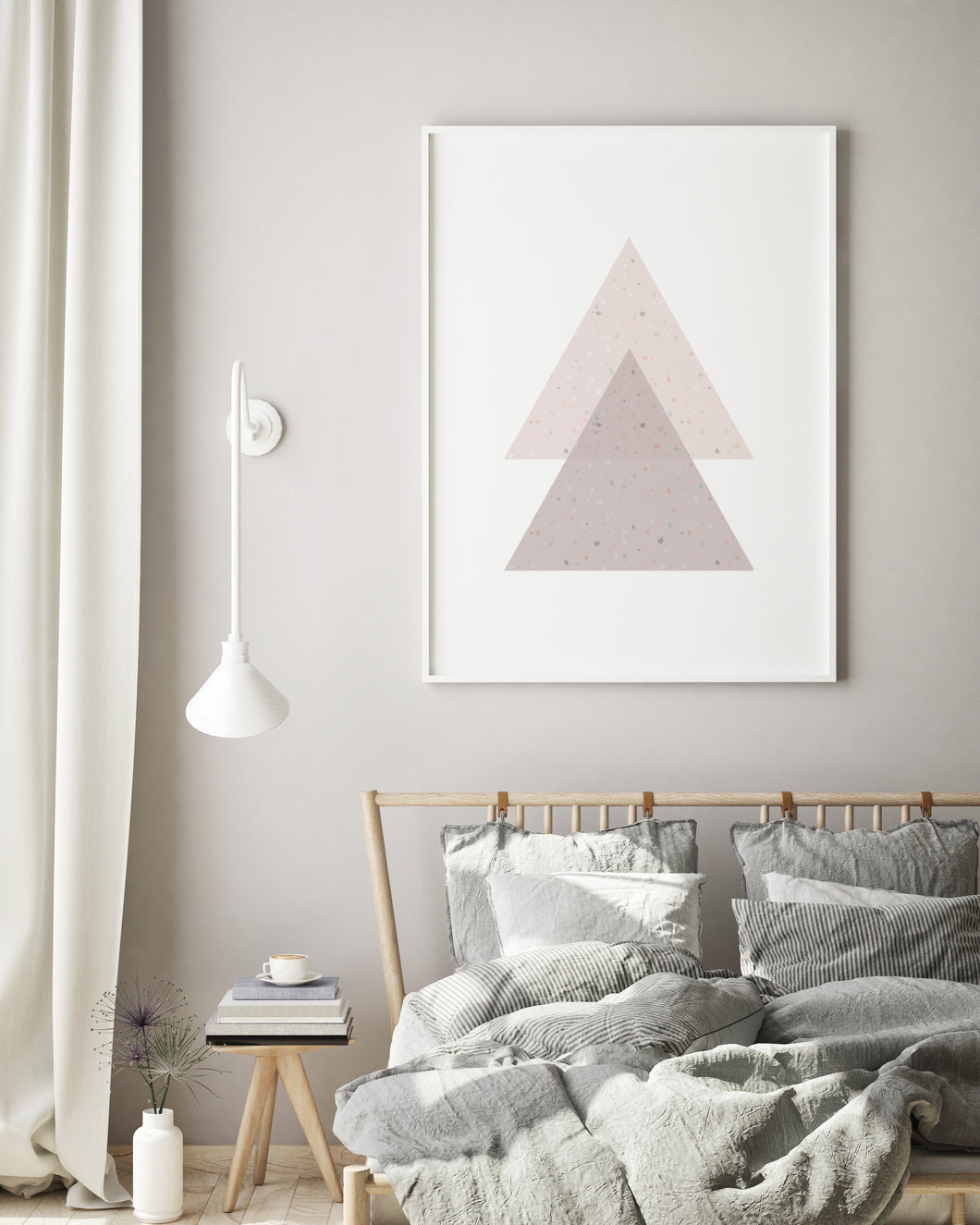 Terrazzo Triangles Pink Poster, Geometric Print, Contemporary Wall Print - prints-actually