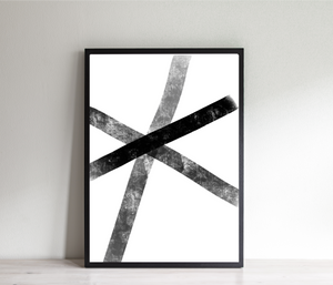 Abstract Print, Black Brush Strokes Lines, Printable Wall Art - prints-actually