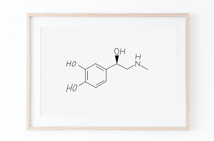 Adrenaline molecule print, Horizontal Molecule Poster, Sport Addict Gift, Printable Wall Print, Black White, Digital Prints, Art, Home Decor - prints-actually