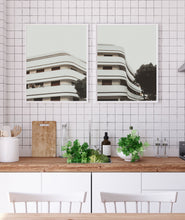Load image into Gallery viewer, Set of 2 wall Prints, Tel Aviv Print, black and white bauhaus building