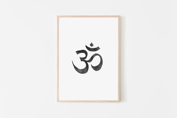 Om impresión, impresiones espirituales, negro, mantra Ohm, decoración de estudio de yoga