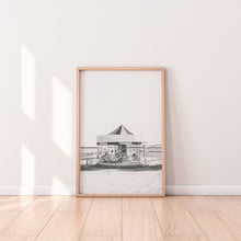 Load image into Gallery viewer, Carousel in Tel Aviv wall print, black and white printable wall art