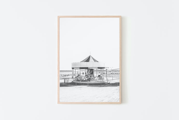 Carousel in Tel Aviv wall print, black and white printable wall art