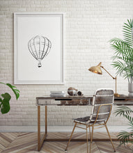 Load image into Gallery viewer, Hot air balloon nursery print, drawing, gender neutral baby room print, minimalist travel theme decor, printable wall art, Illustration art