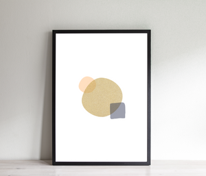 Abstract Print, Neutral Tone Poster, Circles, Gold Glitter Geometric Print - prints-actually
