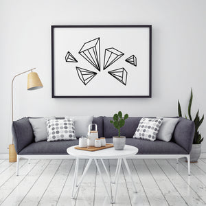 Geometric wall art, abstract print, geometric poster, 3D shapes, printable wall print, minimalist black white, modern art Polygonal Pyramid