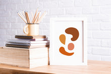 Load image into Gallery viewer, Neutral Abstract shapes Print, Abstract Burnt Orange brown wall print