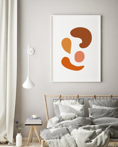 Neutral Abstract shapes Print, Abstract Burnt Orange brown wall print