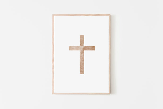 Cross print, Christian wall prints, brown faded cross, spiritual poster, housewarming gift, religious decor, Printable wall art, digital file