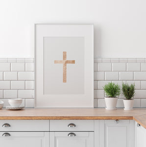 Cross print, Christian wall prints, brown faded cross, spiritual poster, housewarming gift, religious decor, Printable wall art, digital file