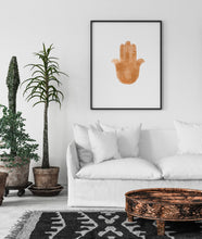 Load image into Gallery viewer, Hamsa print, brown orange Hand of Fatima, spiritual print, boho poster, Kabbalah wall decor, evil eye protection, Printable wall art, Jewish