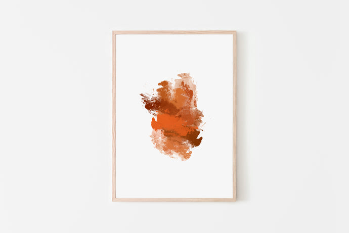 Impresión de Acuarela Abstracta Neutral, Pintura Abstracta Naranja Quemado Arte de Pared