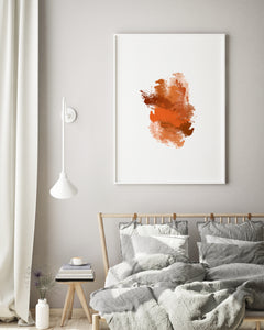 Neutral Abstract Watercolor Print, Abstract Burnt Orange Painting Wall Art