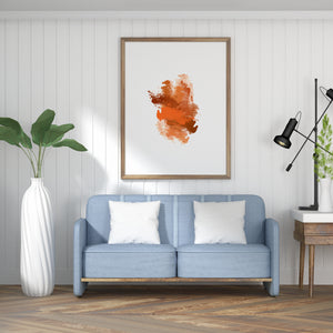 Neutral Abstract Watercolor Print, Abstract Burnt Orange Painting Wall Art