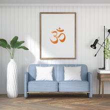 Load image into Gallery viewer, Om print, spiritual prints, burnt orange, mantra Ohm, yoga studio decor