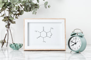 Caffeine Molecule print, Coffee lover gift, Molecule Poster, horizontal Wall Print - prints-actually