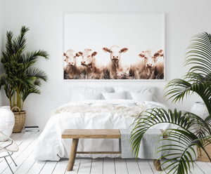 Cows Wall Art, Printable, cattle herd in the meadow, horizontal - prints-actually