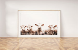 Cows Wall Art, Printable, cattle herd in the meadow, horizontal - prints-actually