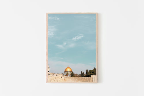 Dome of the rock print, printable wall art, Jerusalem landscape, Islamic decor