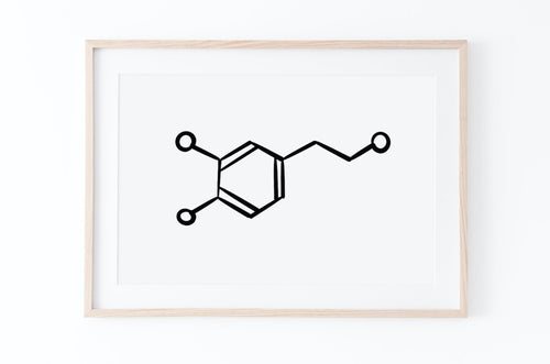 תמונה לקיר של מולקולת דופמין (״הורמון האהבה״), פרינט להורדה