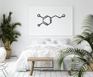 Dopamine Molecule print, Love Hormone, Molecule Poster, horizontal Printable Wall Print, Minimalist Black White, Mom Gift, Science chemistry