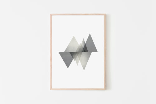 Abstract Print, Contemporary Wall Print, Dusty Gray Triangles Poster, Pantone - prints-actually