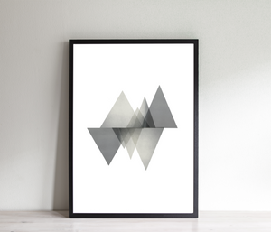 Abstract Print, Contemporary Wall Print, Dusty Gray Triangles Poster, Pantone - prints-actually
