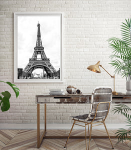 Black and white Eiffel tower print, printable wall art, Paris - prints-actually