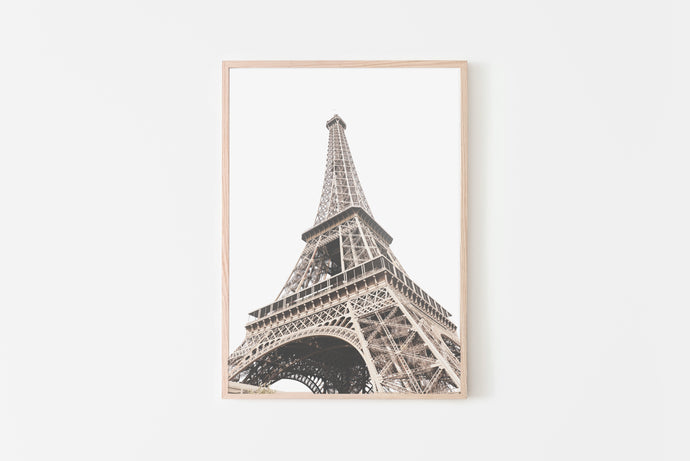 Eiffel tower bottom view print, printable wall art, brown print, Paris - prints-actually