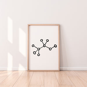 תמונה לקיר של מולקולת אלכוהול, פרינט להורדה