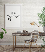 Load image into Gallery viewer, Alcohol Molecule print, Ethanol print, Molecule Poster, Printable Wall art, Minimalist Black White, brewmaster bartender Gift, Modern Art