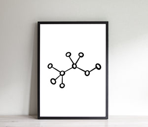 Alcohol Molecule print, Ethanol print, Molecule Poster, Printable Wall art, Minimalist Black White, brewmaster bartender Gift, Modern Art