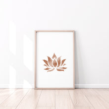 Load image into Gallery viewer, Lotus print, spiritual prints, brown, yoga studio decor