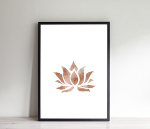 Lotus print, spiritual prints, brown, yoga studio decor