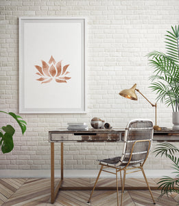 Lotus print, spiritual prints, brown, yoga studio decor