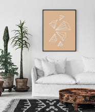 Load image into Gallery viewer, Geometric wall art, abstract print, vertical poster, 3D shapes, printable wall print, minimalist brown art, modern art Polygonal Pyramid