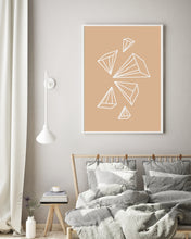 Load image into Gallery viewer, Geometric wall art, abstract print, vertical poster, 3D shapes, printable wall print, minimalist brown art, modern art Polygonal Pyramid