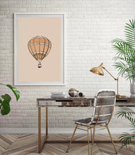 Load image into Gallery viewer, Hot air balloon nursery print, orange gender neutral baby room print, brown travel theme decor, printable wall art, Illustration art
