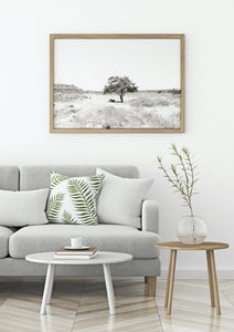 Tree print, black white sepia, horizontal printable wall art, Israel landscape, nature prints, wall prints