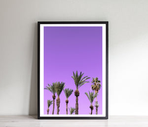 Printable wall art, palm trees, purple sky, digital prints - prints-actually