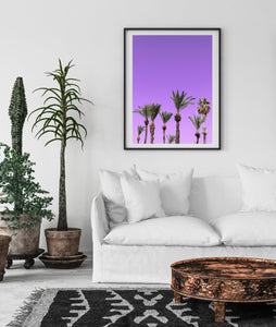 Printable wall art, palm trees, purple sky, digital prints - prints-actually