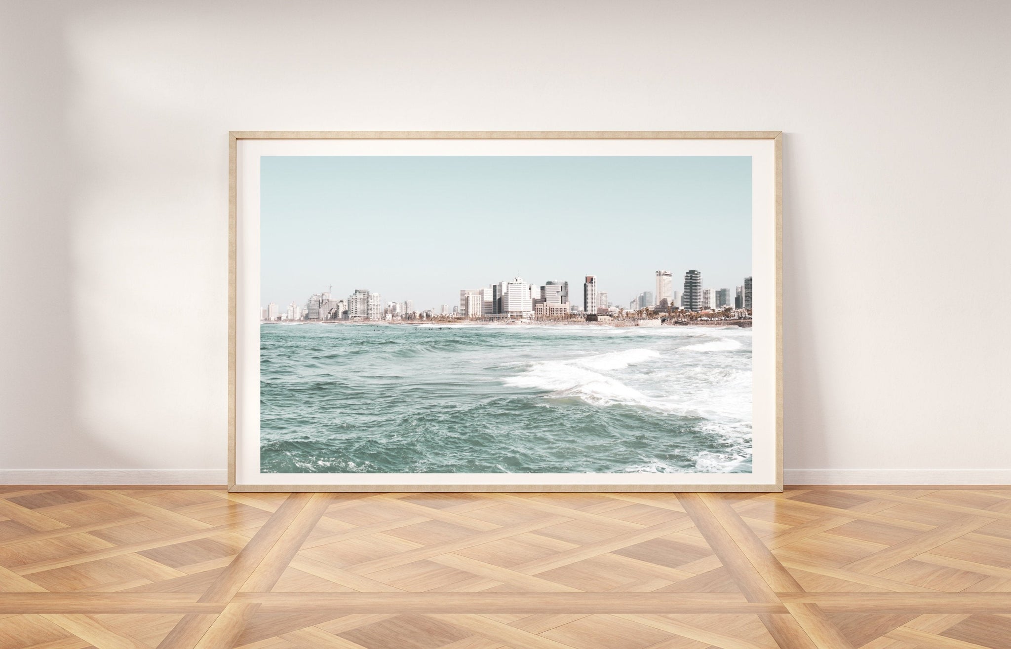 Tel-Aviv White City - Urban Israeli City deals Views, Buildings Scenery Wall Art Print, Modern Landscape Painting, Metropolis Acrylic Painting