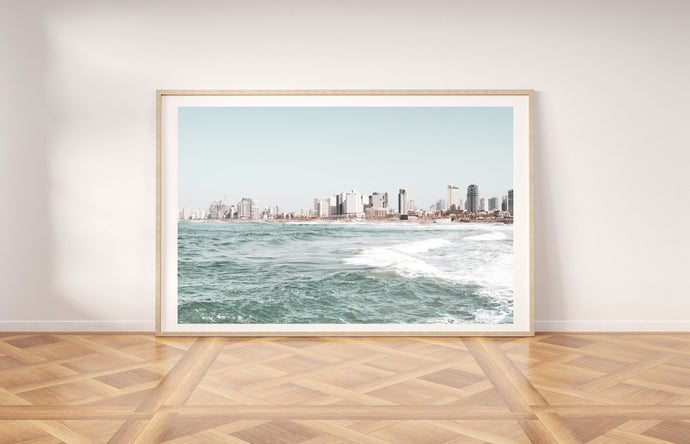Tel Aviv skyline print, printable wall art, Tel Aviv Israel landscape, horizontal - prints-actually