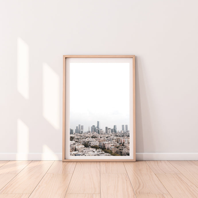 Skyline print, printable wall art, skies poster, Tel Aviv Israel landscape - prints-actually