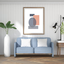 Load image into Gallery viewer, Abstract print, printable wall art, geometric shapes, peach blush gray - prints-actually