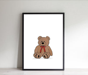 Teddy bear print, nursery decor, printable wall art, brown toy print - prints-actually